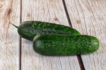 Ripe green raw two cucumbers