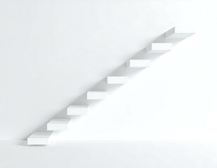 Abstract White Ascending Steps, Minimalist Growth Concept, Modern Design