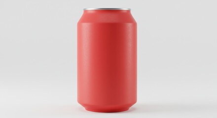 Matte Red Soda Can on White Background