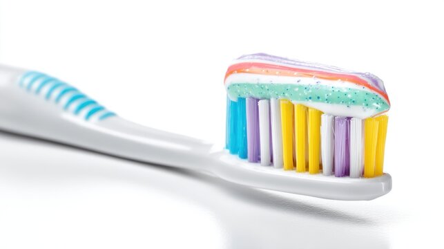 Colorful toothpaste on a toothbrush - Powered by Adobe