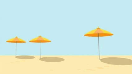 Beach umbrellas casting long shadows in summer sand