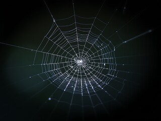 Intricate Spiderweb Background Dewdrops on a Dark Night