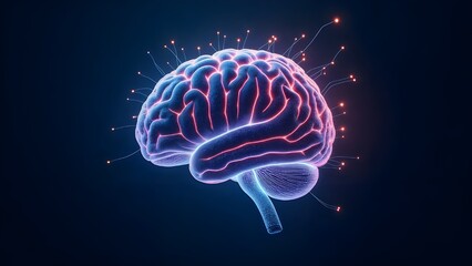 Human brain with visual representation of information illustration