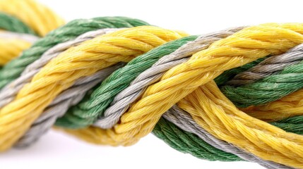 Close-up of intertwined colorful ropes