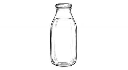 Simple grayscale milk bottle illustration