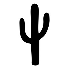Simple Black Silhouette of a Prickly Pear Cactus Plant Representing Desert Flora and Southwestern Imagery