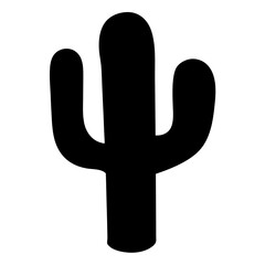 Simple Black Silhouette of a Prickly Pear Cactus Plant