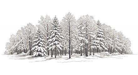 Snowy forest illustration background