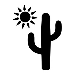 A Simple Black Silhouette of a Cactus Plant Under the Summer Sun
