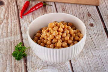 Boiled chickpea beans in the bowl