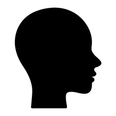 Black Silhouette of a Human Head in Profile View Simple Minimalist Icon Design Graphic Element