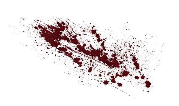 Blood or red paint splatter mark isolated on transparent background