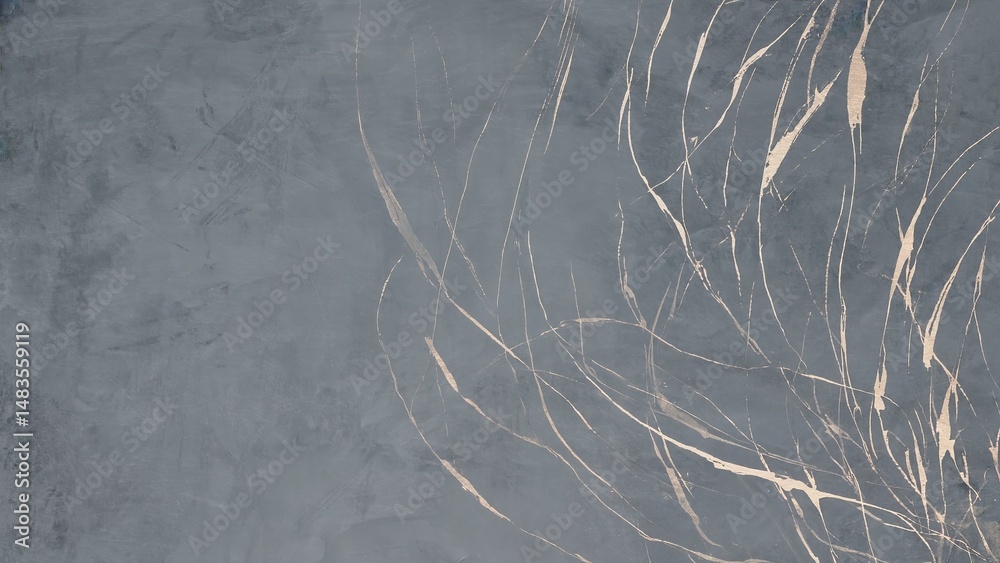 Poster abstract design featuring delicate gold lines on a textured gray background creating a calming visua