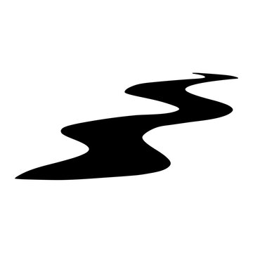 Abstract Black Silhouette of a Winding River or Creek Path Illustration