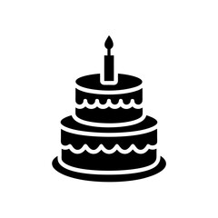 Birthday Cake Icon Vector Flat Clean Look Isolated