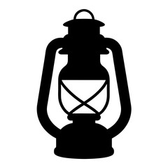 Classic Vintage Oil Lantern Icon Black Silhouette Illustration Graphic Design