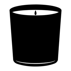 A Simple Black and White Illustration of a Lit Candle in a Jar