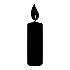 A Single Lit Candle Silhouette Illustration Simple Black and White Graphic Design Element