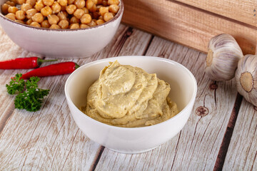 Natural organic homemade chickpea hummus