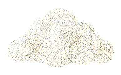 Golden glitter forming cloud shape isolated on transparent background