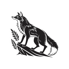 black adventure fox silhouette vector