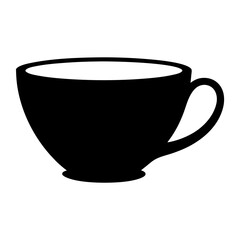 A Simple Black Silhouette of a Teacup Perfect for a Cafe Menu or Tea Party Invitation