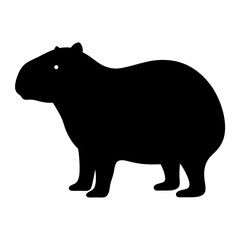 Black Silhouette of a Capybara a Large Rodent Native to South America