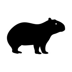 Black Silhouette of a Capybara Rodent Mammal Animal Icon Illustration
