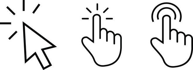 Hand touch screen Icon. Click line icon. Eps 10.