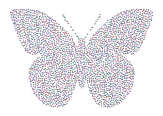 Multicolored glitter butterfly isolated on transparent background