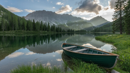 landscape with lake and mountains