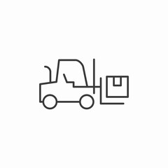 forklift carrying package icon sign vector
