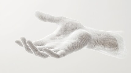 Detailed digital rendering of a white outstretched hand.