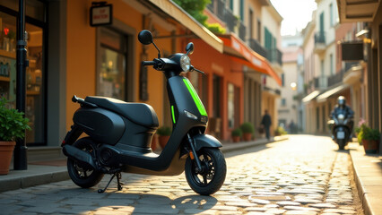 Eco-friendly transport in urban landscape