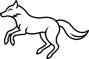 Jumping Wolf Outline Drawing