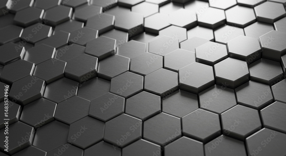 Poster Abstract Hexagon Pattern Gray 3D Geometric Background Modern Design Texture