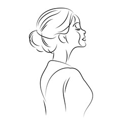 girl portrait sketch line drawing vector