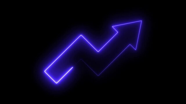 abstract neon stock market charts on financial data view business graph up arrow rising transparent business growth chart icon animation