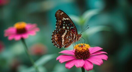 Beautiful Butterfly on Pink Flower