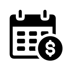 Expense Calendar Icon &ndash; Financial Planning with Calendar:
Icon of a calendar with a dollar sign, representing expense tracking, financial planning, and budgeting.