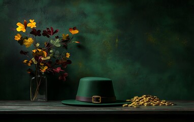 Irish celebration scene with hat and coins