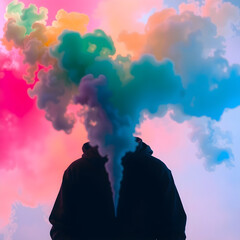 Vibrant Multicolor Smoke Clouds in Motion