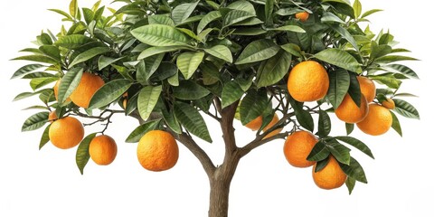Orange Tree with Ripe Fruit Lush Greenery, Vibrant Oranges, Isolated, 3D Render, Citrus, Fruit Tree Orange Tree, Citrus Fruit