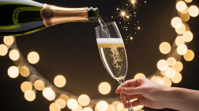 champagne pouring into glass
