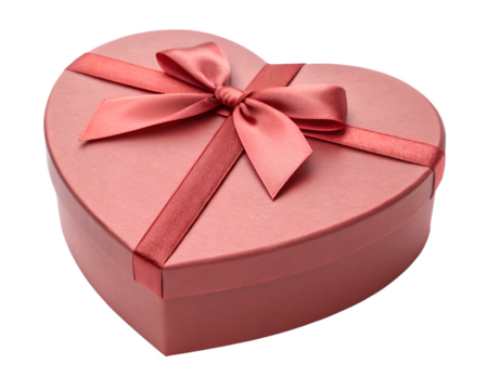 Heart shaped gift box with ribbon