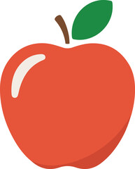 Flat Vector Red Apple Icon with Leaf illustration – Minimal Fruit Illustration Isolated on White Background