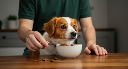 Man Feeding His Adorable Dog
