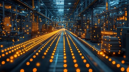 A futuristic supply chain network in a high tech manufacturing facility