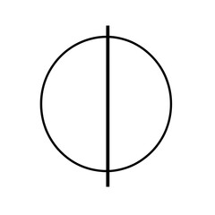 Geometric Element: Circle Divided by Vertical Line for Abstract Design and Graphic Representation, Simple Art.
