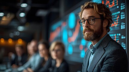 A group of business professionals collaborating on data driven strategies